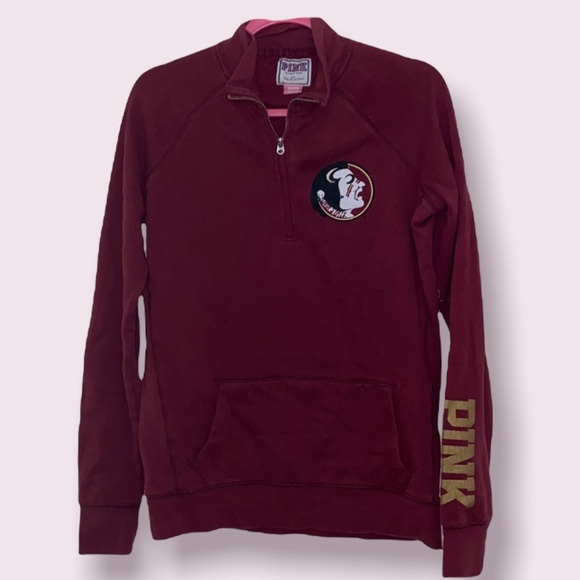 PINK Victoria's Secret Tops - Victoria’s Secret PINK Seminole Half Zip Sweater